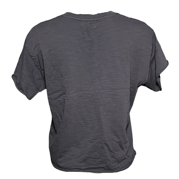 NATION LTD Gray Cotton Cropped Short Sleeve Boxy Brass Button Top Size Small - Picture 3 of 7